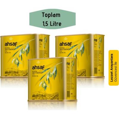 Ahsaf Riviera Zeytinyağı 500 ml -Teneke (3'lü Ekonomik Paket )